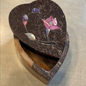Heart-Shaped Floral Trinket Box